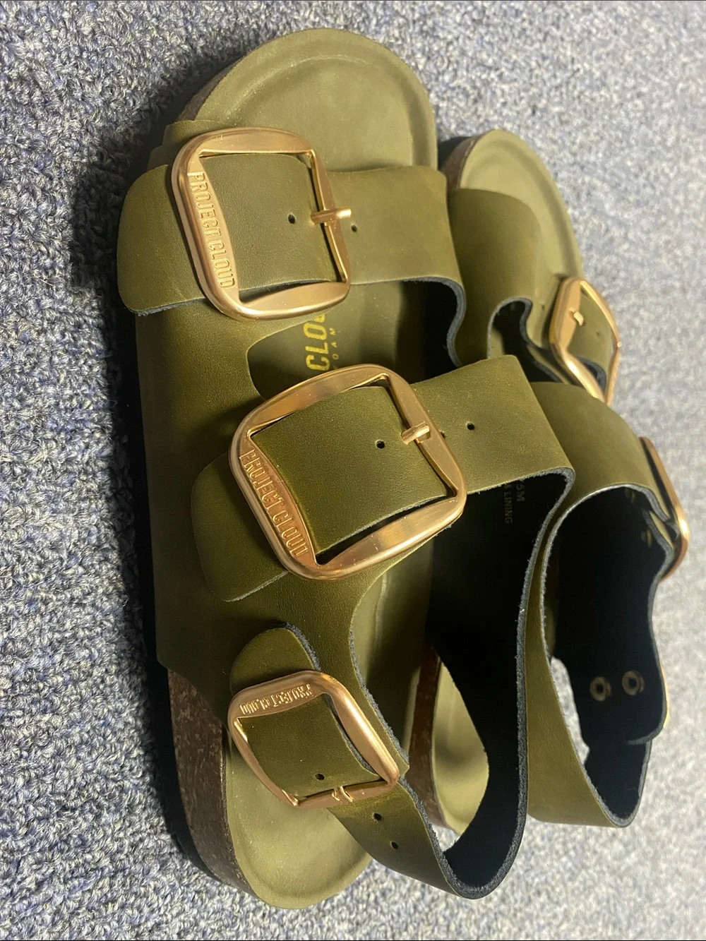 Olive Green Kids Double-Buckle Sandals Project Cloud